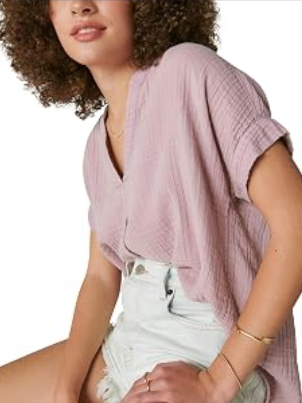 Wonderly Dusty Rose Gauze V-Front Women's Top